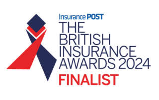 An image of the British Insurance Awards 2024 logo with the word "Finalist" underneath in the colour red.