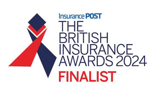 An image of the British Insurance Awards 2024 logo with the word "Finalist" underneath in the colour red.