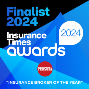 An image showing the Insurance Times Awards 2024 displaying Prosura as a finalist in the Insurance Broker of the Year category.