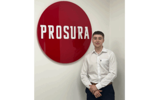 A front-on image of Max Mason, Prosura's second apprentice, who has been welcomed to the team as an Apprentice Account Handler.