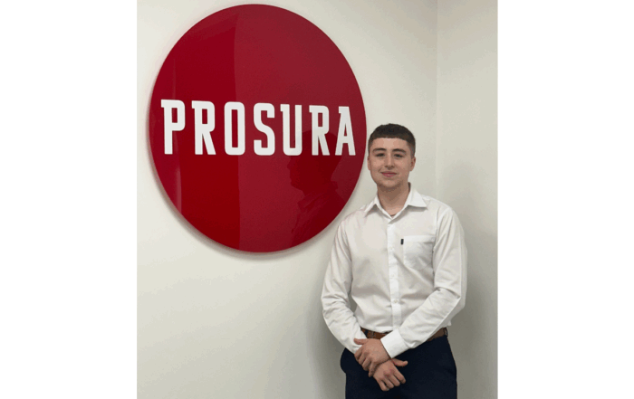 A front-on image of Max Mason, Prosura's second apprentice, who has been welcomed to the team as an Apprentice Account Handler.