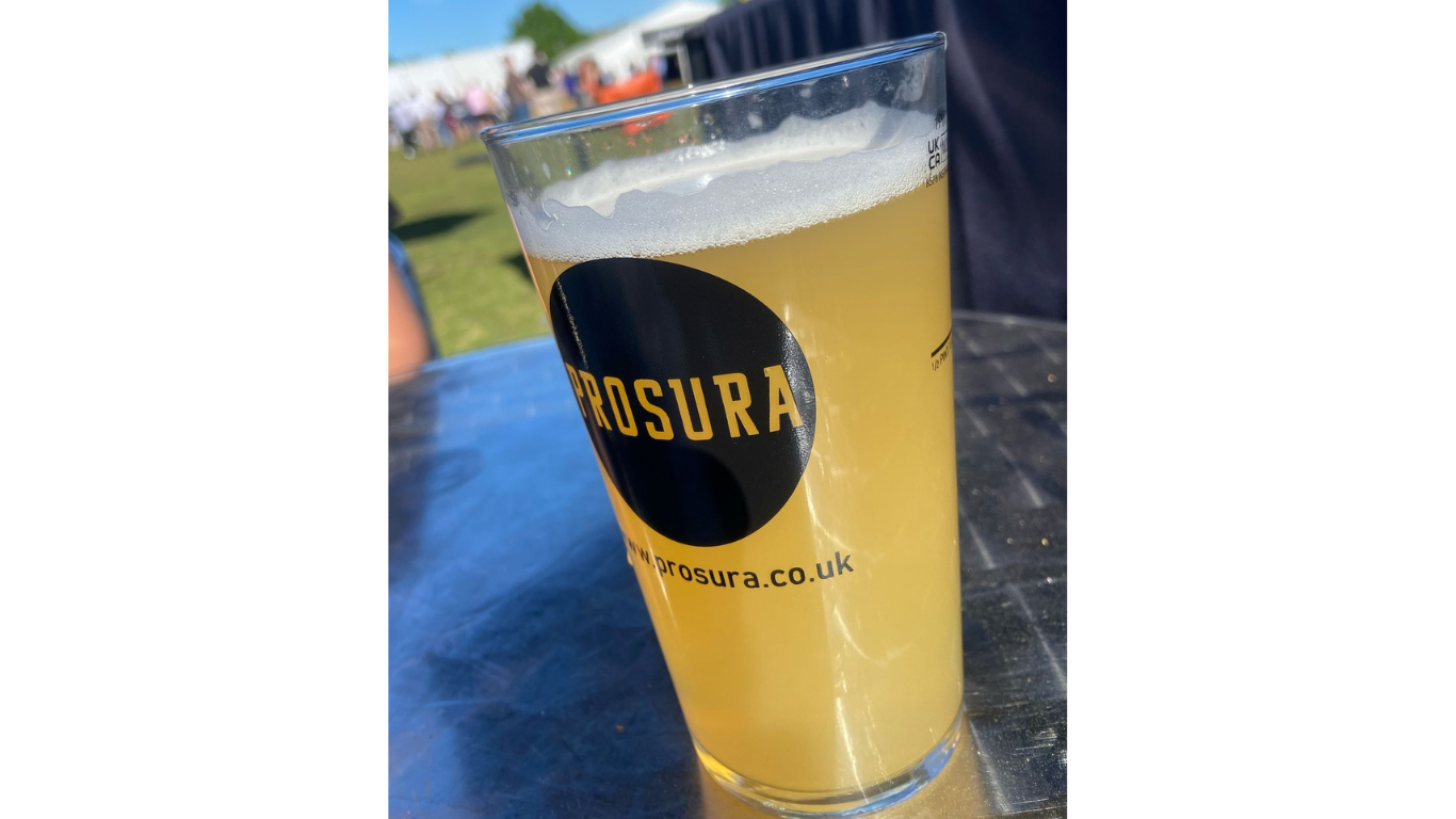 An image of a Prosura glass with an ale in it from Wetherby Beer Festival 2025.